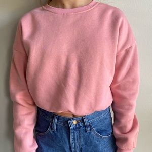 Pink, cropped crew neck